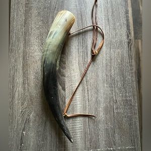 Viking Drinking Horn w/ Leather Strap Renaissance Faire Costume Piece